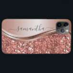 Rose Gold Glitter Bling Handwritten name Custom iPhone 11 Pro Max Case<br><div class="desc">The design is a photo and the cases are not made with actual glitter, sequins, metals or woods. This design is also available on other phone models. Choose Device Type to see other iPhone, Samsung Galaxy or Google cases. Some styles may be changed by selecting Style if that is an...</div>