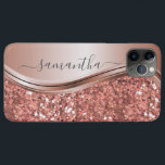 Rose Gold Glitter Bling Handwritten name Custom iPhone 11 Pro Max Case<br><div class="desc">The design is a photo and the cases are not made with actual glitter, sequins, metals or woods. This design is also available on other phone models. Choose Device Type to see other iPhone, Samsung Galaxy or Google cases. Some styles may be changed by selecting Style if that is an...</div>