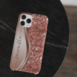 Rose Gold Glitter Bling Handwritten name Custom iPhone 11 Pro Max Case
