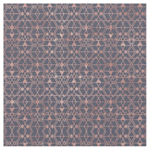 Rose Gold Glitter Blue Triangle Tribal Geometric Fabric