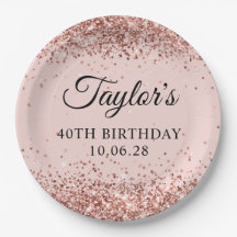 Rose Gold Glitter Blush 40th Birthday