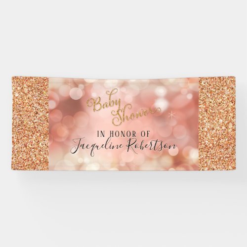 Rose Gold Glitter Blush Fairy Lights Baby Shower Banner