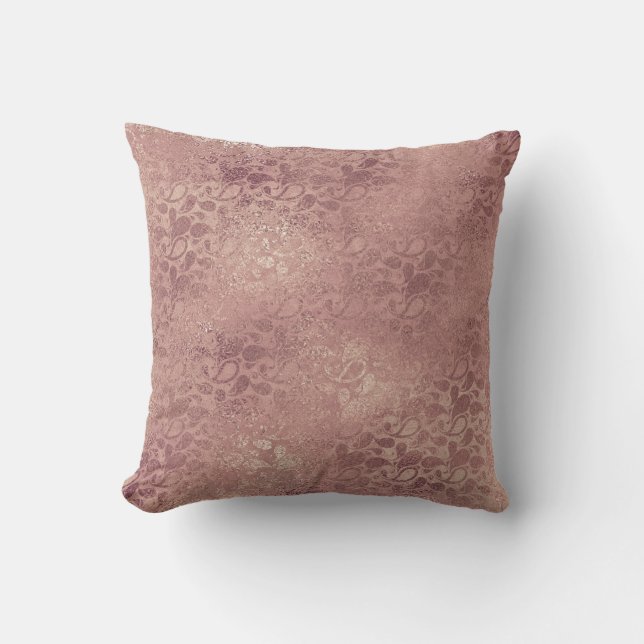 Rose Gold Glitter Blush Foxier Pink Pillow (Front)