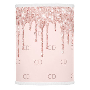Rose gold glitter blush monogram initials lamp shade