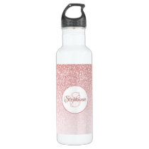 Rose Gold Glitter Blush Monogram Personalized Stainless Steel Water Bottle Rose Gold Glitter Blush Monogram Personalized Stainless Steel Water Bottle