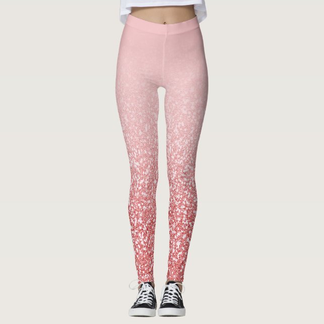 Rose Gold Glitter Blush Ombre Leggings (Front)