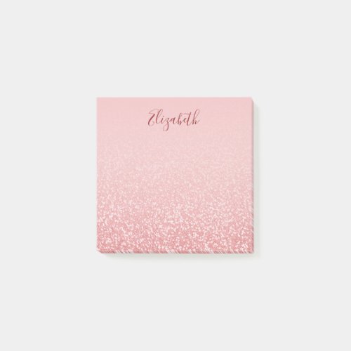 Rose Gold Glitter Blush Ombre Personalized Name Post_it Notes