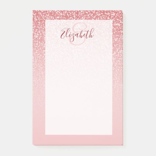 Rose Gold Glitter Blush Ombre Personalized Post_it Notes
