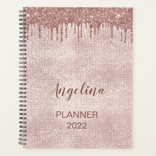 Rose gold glitter blush pink appointment book 2022 planner