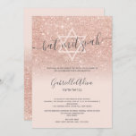 Rose gold glitter blush pink chic bat mitzvah invitation<br><div class="desc">Rose gold glitter pastel blush pink script calligraphy typography Bat Mitzvah party invitation .Perfect for a modern elegant party. Add your Hebrew Name.</div>