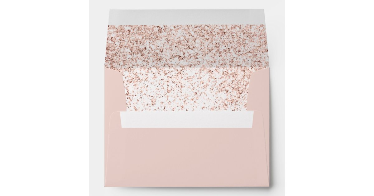 Rose gold glitter blush pink chic wedding address envelope | Zazzle