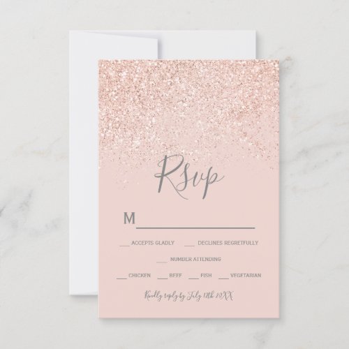 Rose gold glitter blush pink elegant wedding rsvp