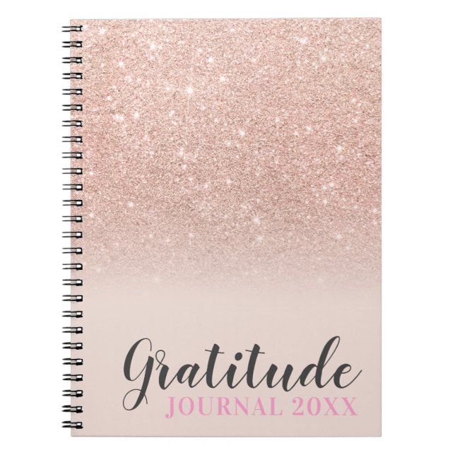 Rose gold glitter blush pink gratitude journal (Front)