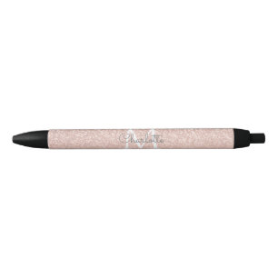 Rose Gold Glitter Blush Pink Monogram Script Pen