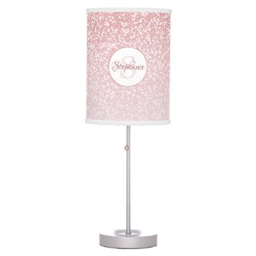 Rose Gold Glitter Blush Pink Monogram Table Lamp