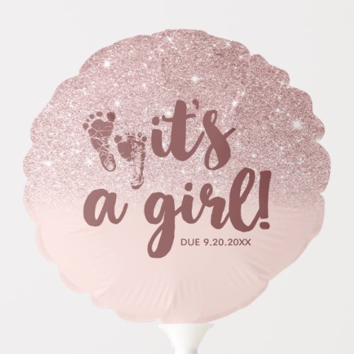 Baby Shower Balloons 11 Rose Gold Glitter Blush Pink Ombre Its A Girl Baby Balloon