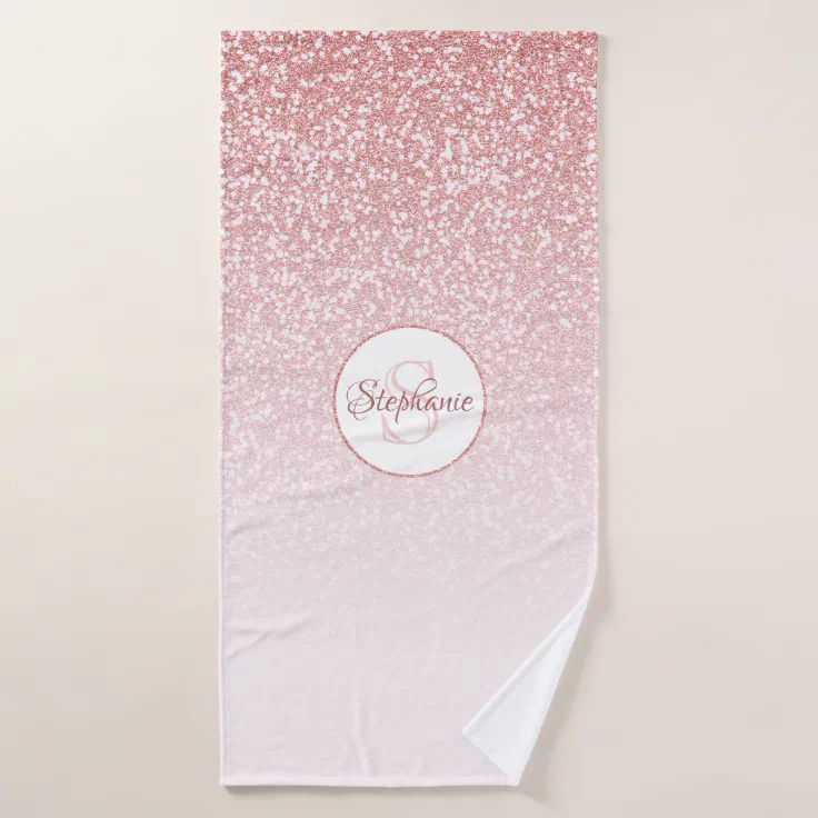 Rose Gold Glitter Blush Pink Ombre Monogram Bath Towel Zazzle 1240