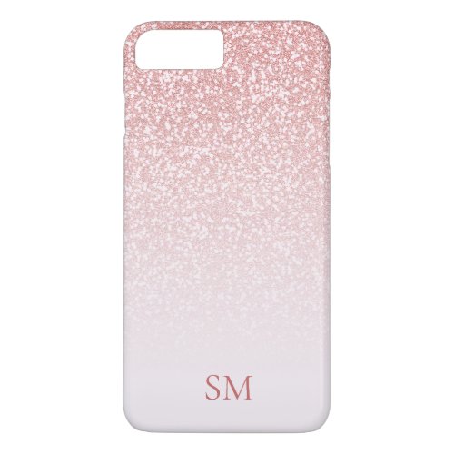 Rose Gold Glitter Blush Pink Ombre Monogram iPhone 8 Plus7 Plus Case