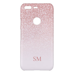 Rose Gold Glitter Blush Pink Ombre Monogram Uncommon Google Pixel Case