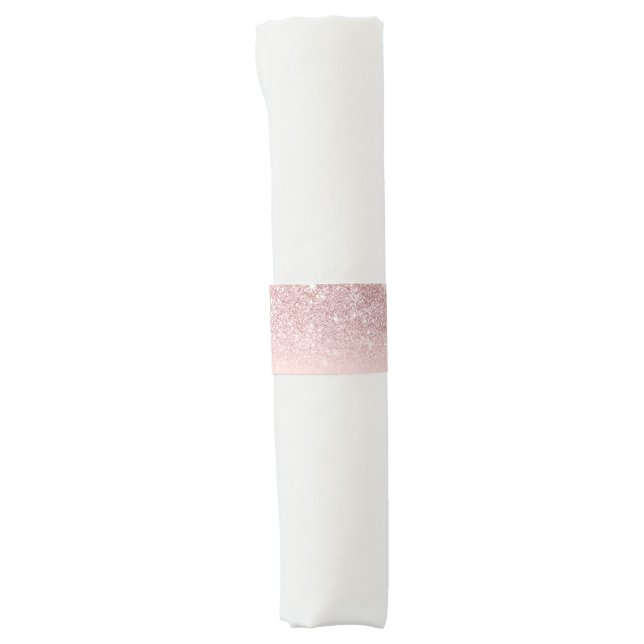 Rose Gold Glitter Blush Pink Ombre Napkin Bands (Front)