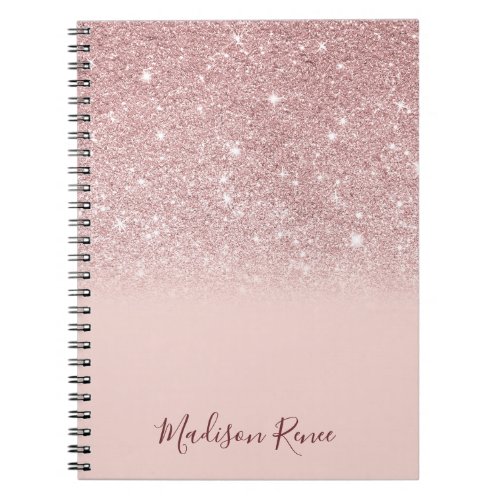 Rose Gold Glitter Blush Pink Ombre Notebook