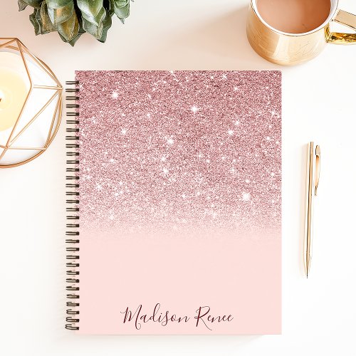 Rose Gold Glitter Blush Pink Ombre Notebook