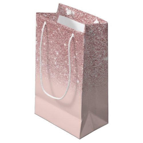 Rose Gold Glitter Blush Pink Ombre Small Gift Bag