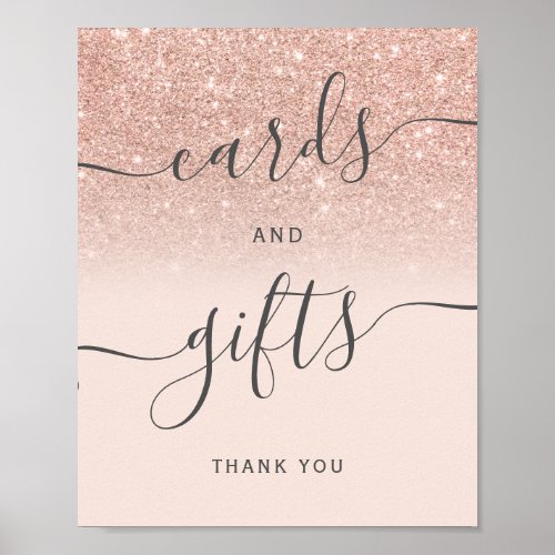 Rose gold glitter blush pink script Card gifts Poster