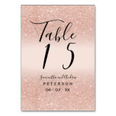 Rose gold glitter blush pink script wedding table table number | Zazzle