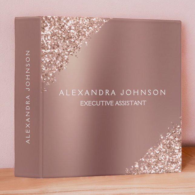 Rose Gold Glitter | Blush Pink Sparkle Glitter 3 Ring Binder (Creator Uploaded)