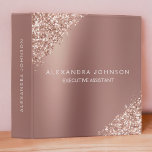 Rose Gold Glitter | Blush Pink Sparkle Glitter 3 Ring Binder<br><div class="desc">Blush Pink - Rose Gold Glitter Faux Sparkle Glitter Metallic Foil Minimalist Business Binder with white lettered typography for the monogram. The Rose Gold Girly Business Binder can be customized with your name. Please contact the designer for customized matching items.</div>