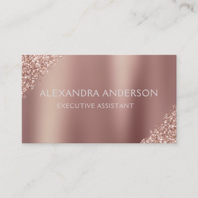 Rose Gold Glitter | Blush Pink Sparkle Glitter Business Card (Front)