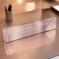 Rose Gold Glitter | Blush Pink Sparkle Glitter Desk Name Plate