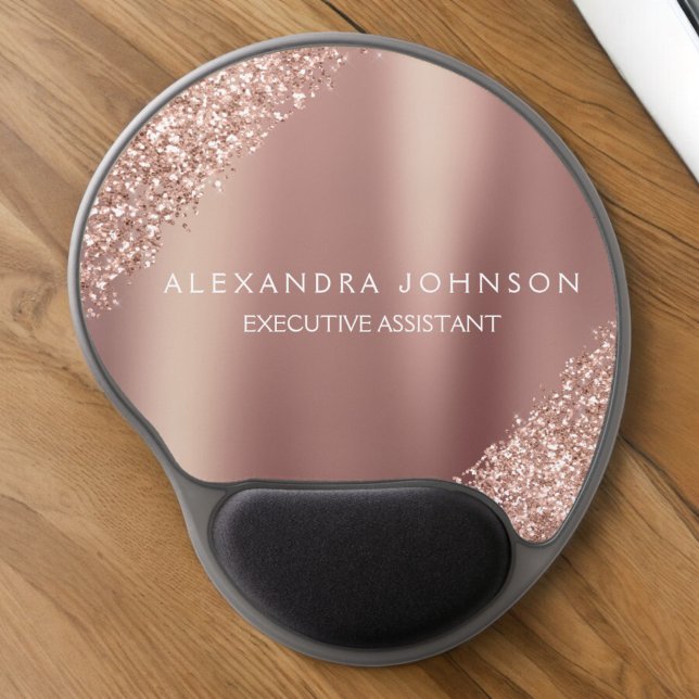 Rose Gold Glitter | Blush Pink Sparkle Glitter Gel Mouse Pad (Creator Uploaded)