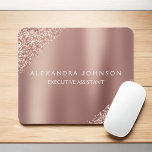 Rose Gold Glitter | Blush Pink Sparkle Glitter Mouse Pad<br><div class="desc">Blush Pink - Rose Gold Glitter Faux Sparkle Glitter Metallic Foil Minimalist Business Mousepad (Mouse Pad) with white lettered typography for the monogram. The Rose Gold Girly Business design can be customized with your name. Please contact the designer for customized matching items.</div>