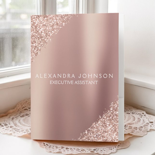 Rose Gold Glitter | Blush Pink Sparkle Glitter Pocket Folder (Creator Uploaded)