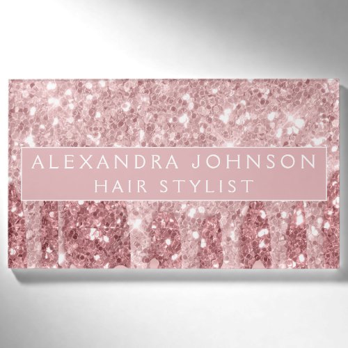 Rose Gold Glitter | Blush Pink Sparkle Modern Name Tag