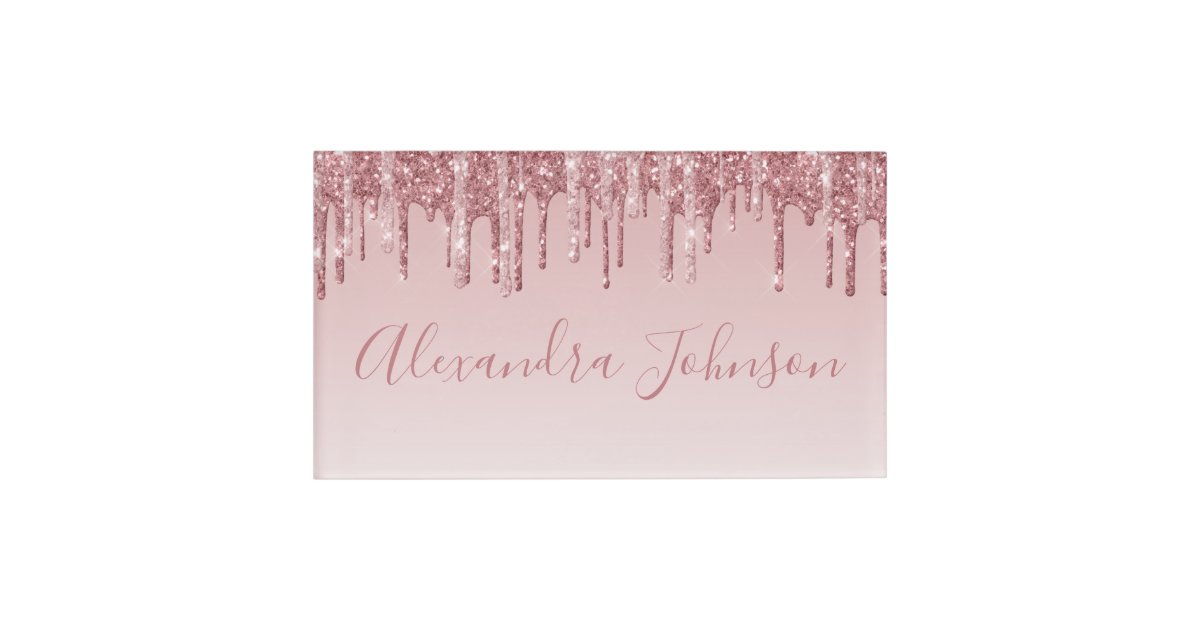 Rose Gold Glitter | Blush Pink Sparkle Modern Name Tag | Zazzle.com