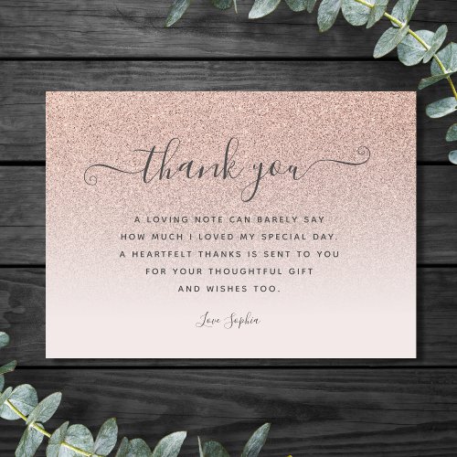 Rose gold glitter blush pink thank you Baby Shower