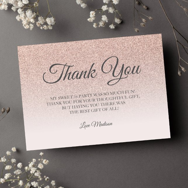 Rose gold glitter blush pink thank you Sweet 16 (Creator Uploaded)