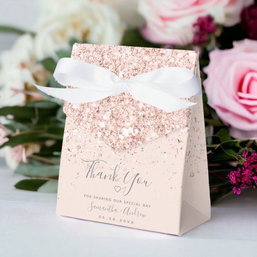 Rose Gold glitter blush pink thank you wedding Favor Boxes
