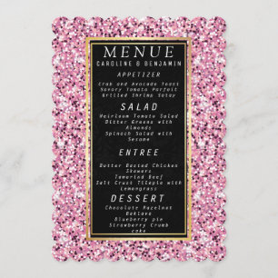 Rose gold glitter blush pink wedding menu