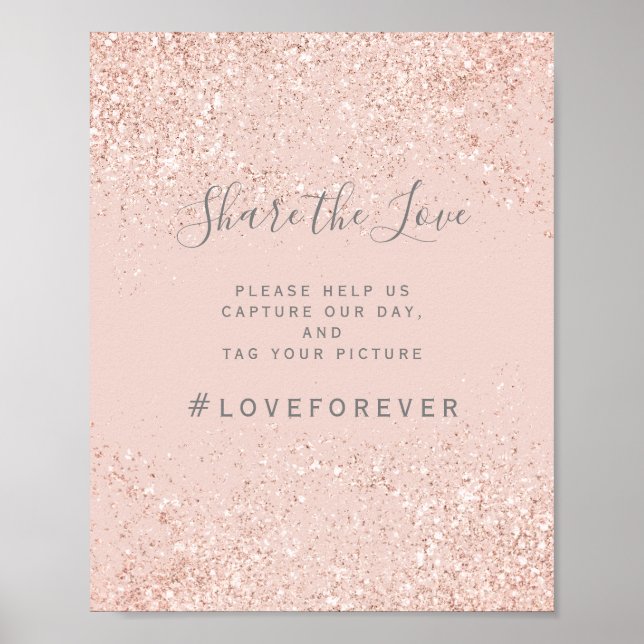 Rose gold glitter blush pink wedding sign (Front)