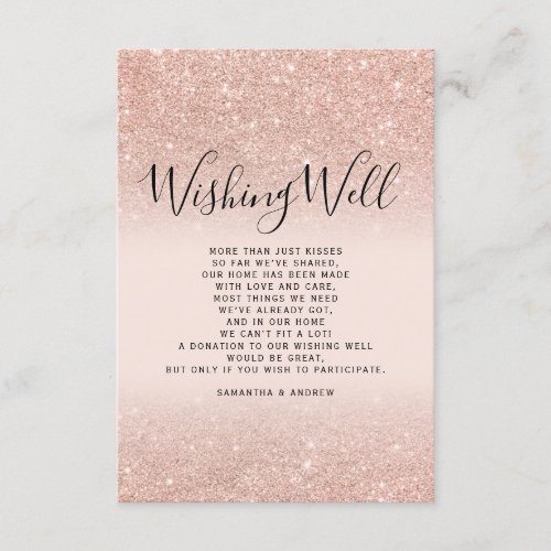 Rose gold glitter blush pink wishing well wedding enclosure card