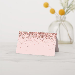 Rose Gold Glitter Blush Place Card