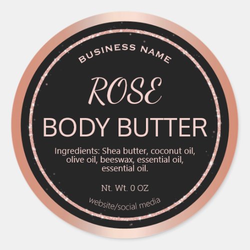 Rose Gold Glitter Body Butter Labels