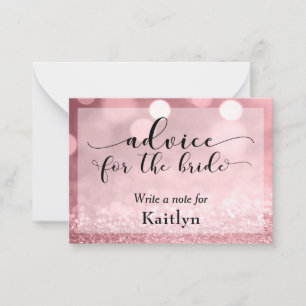 Rose Gold Glitter Bokeh Advice for the Bride Card