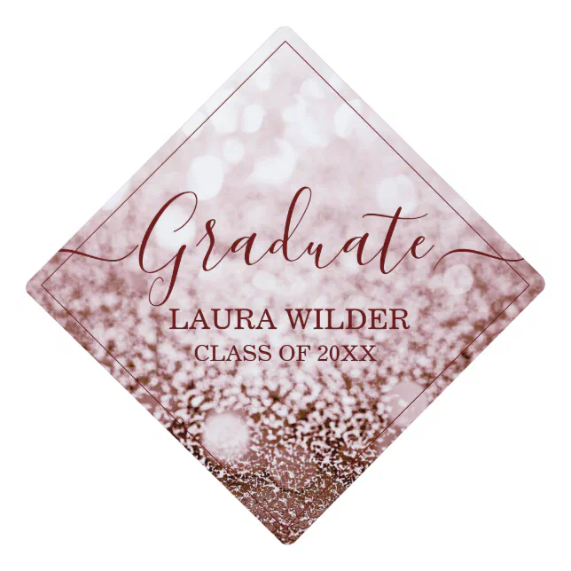 Rose Gold Glitter Bokeh Class Of 2020 Graduation Cap Topper | Zazzle