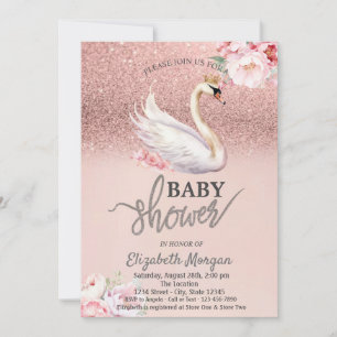 Rose Gold Glitter Bokeh, Pancakes Baby Shower Invitation