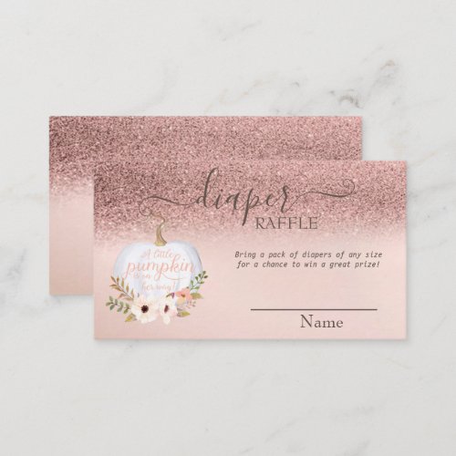 Rose Gold Glitter Bokeh Pumpkin Baby Shower  Enclosure Card